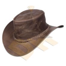 Brown Crumple Leather Hat